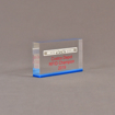 Angle view of 3" x 5" rectangle acrylic embedment award with Costco Depot RFID Champion logo cast in acrylic.