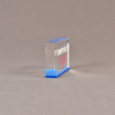 Side view of 3" x 5" rectangle acrylic embedment award with Costco Depot RFID Champion logo cast in acrylic.