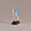 Side view of 3 1/2" x 5" rectangle acrylic embedment award with maximum results graph cast into acrylic.