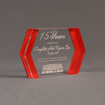 Angle view of ColorCast™ 7" Edges Acrylic Award with red color highlight showing trophy laser engraving.