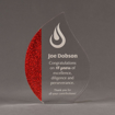 Front view of ColorCast™ 8" Flame Acrylic Award with red glitter color highlight showing trophy laser engraving.