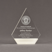 Front view of ColorCast™ 7" Peak Acrylic Award with transparent white color highlight showing trophy laser engraving.