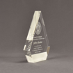 Side view of ColorCast™ 7" Peak Acrylic Award with transparent white color highlight showing trophy laser engraving.