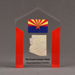 Front view of ColorCast™ 8" Pillars Acrylic Award with red color highlight showing full color imprint.