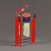 Side view of ColorCast™ 8" Pillars Acrylic Award with red color highlight showing full color imprint.