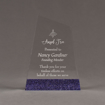 Front view of ColorCast™ 7" Apex Acrylic Award with dark blue glitter color highlight showing trophy laser engraving.