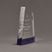Side view of ColorCast™ 7" Apex Acrylic Award with dark blue glitter color highlight showing trophy laser engraving.