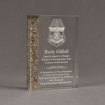 Angle view of ColorCast™ 7" Rectangle Acrylic Award with rainbow glitter color highlight showing trophy laser engraving.