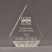 Front view of Composites™ 8" Peak Acrylic Award with Platinum Grey Staron® accent showing trophy laser engraving.