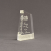Side view of Composites™ 6" Apex Acrylic Award with Sanded White Pepper Staron® accent showing trophy laser engraving.