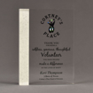 Front view of Composites™ 8" Rectangle Acrylic Award with Sanded White Pepper Staron® accent showing full color imprint.