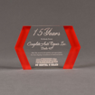 Front view of ColorCast™ 7" Edges Acrylic Award with red color highlight showing trophy laser engraving.