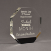 Angle view of ColorCast™ 7" Octagon Acrylic Award with black color highlight showing trophy laser engraving.