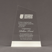 Front view of ColorCast™ 8" Apex Acrylic Award with white color highlight showing trophy laser engraving.