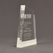 Side view of ColorCast™ 8" Apex Acrylic Award with white color highlight showing trophy laser engraving.