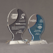 Two Lucent™ Glow Acrylic Awards grouped showing smoke and sky blue translucent accent color options.