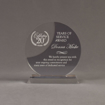 Front view of Lucent™ 7" Eclipse Acrylic Award with translucent smoke color highlight showing trophy laser engraving.