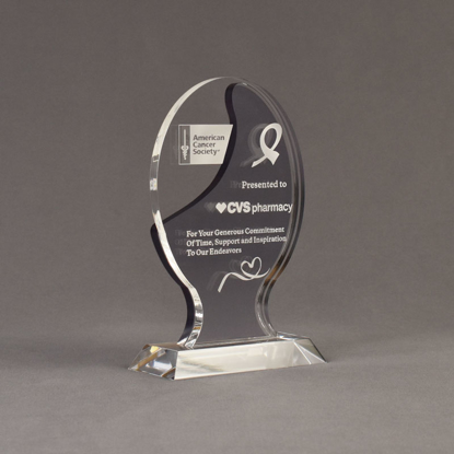 Angle view of Lucent™ 8" Glow Acrylic Award with translucent smoke yellow color highlight showing trophy laser engraving.