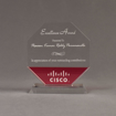 Front view of Lucent™ 7" Lambent Acrylic Award with translucent cardinal color highlight showing trophy laser engraving.
