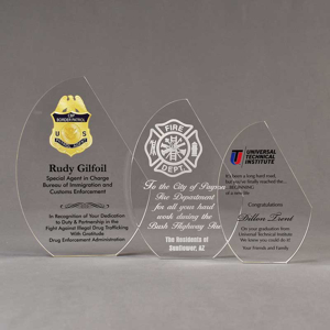 Aspect™ Crescent Acrylic Award Grouping showing all three sizes of acrylic trophies.
