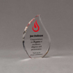Angle view of 6" Aspect™ Flame™ Acrylic Award featuring full color flame logo and black printed text.