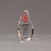 Side view of 6" Aspect™ Flame™ Acrylic Award featuring full color flame logo and black printed text.