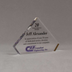 Angle view of 5" Aspect™ Flat Peak™ Acrylic Award featuring full color printed CEI logo and 20 year service award text.