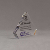 Side view of 5" Aspect™ Flat Peak™ Acrylic Award featuring full color printed CEI logo and 20 year service award text.
