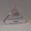 Angle view of 6" Aspect™ Flat Peak™ Acrylic Award featuring Colorado Chamber of Commerce logo and printed member text.