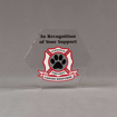 Front view of 5" Aspect™ Hexagon™ Acrylic Award featuring Glendale Fire Department logo printed in full color with black text.