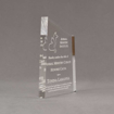 Side view of 7" Aspect™ Meridian™ Acrylic Award featuring Animal Ministry logo laser engraved with Honoris Causa text.