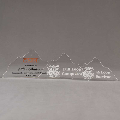 Aspect™ Mountain Acrylic Award Grouping showing all three sizes of acrylic trophies.