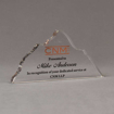 Angle view of Aspect™ 9" Mountain™ Acrylic Award featuring full color printed CNM logo with dedicated service award text.