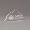 Angle view of Aspect™ 8" Mountain™ Acrylic Award featuring laser engraved Mountain Man 66 logo with full loop conqueror text.