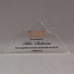 Front view of Aspect™ 8" Mountain™ Acrylic Award featuring full color printed CNM logo with dedicated service award text.