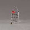Side view of Aspect™ 6" Obelisk™ Acrylic Award featuring ADHA logo printed in full color with thank you for sponsorship text.