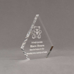 Angle view of Aspect™ 6" Peak™ Acrylic Award featuring laser engraved Kare Bear logo and outstanding service leadership text.