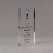 Side view of Aspect™ 7" Rectangle™ Acrylic Award featuring full color imprinted Courtney's Place logo and Volunteer of the Year text.