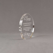 Side view of Aspect™ 5" Round™ Acrylic Award featuring laser engraved 12 Years of Service logo and retirement text.