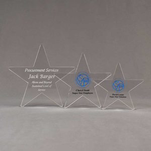 Aspect™ Shooting Star Acrylic Award Grouping showing all three sizes of acrylic trophies.