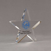 Angle view of Aspect™ 7" Shooting Star™ Acrylic Award featuring St. Vincent de Paul logo printed in full color with Super Star Employee text.