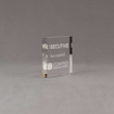 Side view of Aspect™ 3" Square™ Acrylic Award featuring SECUTIVE logo laser engraved and Compass Benefits Group text.