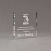Angle view of Aspect™ 5" Square™ Acrylic Award featuring laser engraved Michigan Agriculture logo and outstanding contributions text.