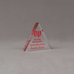 Angle view of Aspect™ 4" Triangle™ Acrylic Award featuring the Daily Pennsylvanian logo printed in full color with Alumni Hall of Fame text.