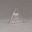 Angle view of Aspect™ 5" Triangle™ Acrylic Award featuring laser engraved Fork in the Road logo and Employee of the Year text.