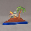 Front view of 25 Square Inch Value Series LaserCut™ Acrylic Award with custom shape of palm tree and surf boards with Presidents Club text and logo.