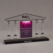 Front view of 65 Square Inch Value Series LaserCut™ Acrylic Award with custom shape of FedEx Pillars of Success logo.