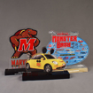 Three custom shaped Choice Series LaserCut™ Acrylic Awards showing a Maryland Athletics Turtle, a Truly Nolen VW Bug Car and Monster Bash Logo.