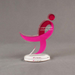 Front view of 65 Square Inch Choice Series LaserCut™ Acrylic Award with custom shape of Race for the Cure pink ribbon and logo.