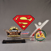 Four custom shaped Premier Series LaserCut™ Acrylic Awards showing a Sturgis Motorcycle Museum trophy, Bendimere Speedway trophy, X Man trophy and CA trophy.